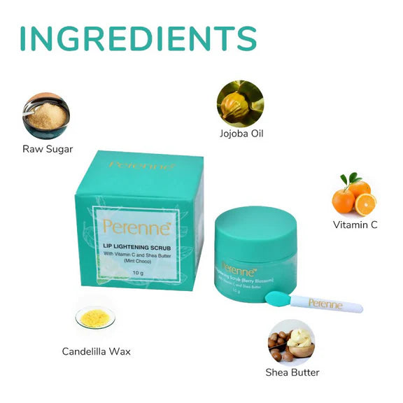 Perenne Lip Lightening Scrub With Vitamin C & Shea Butter - Mint Choco - 10 gm