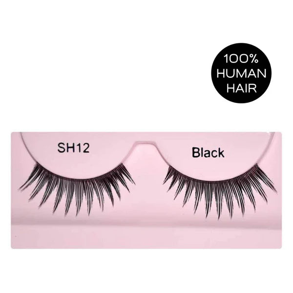 Glamgals Hollywood-U.S.A Stylish Black Soft Thick Reusable False Eye Lashes For Women - SH12 - 2.2 gm