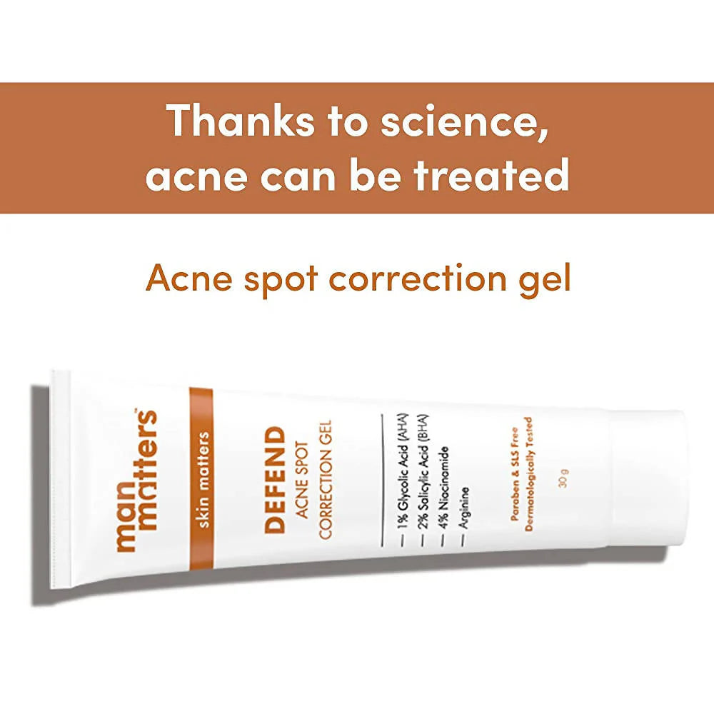 Man Matters Defend Acne Spot Correction Gel For Men, 1% AHA, 2% BHA, 4% Niacinamide