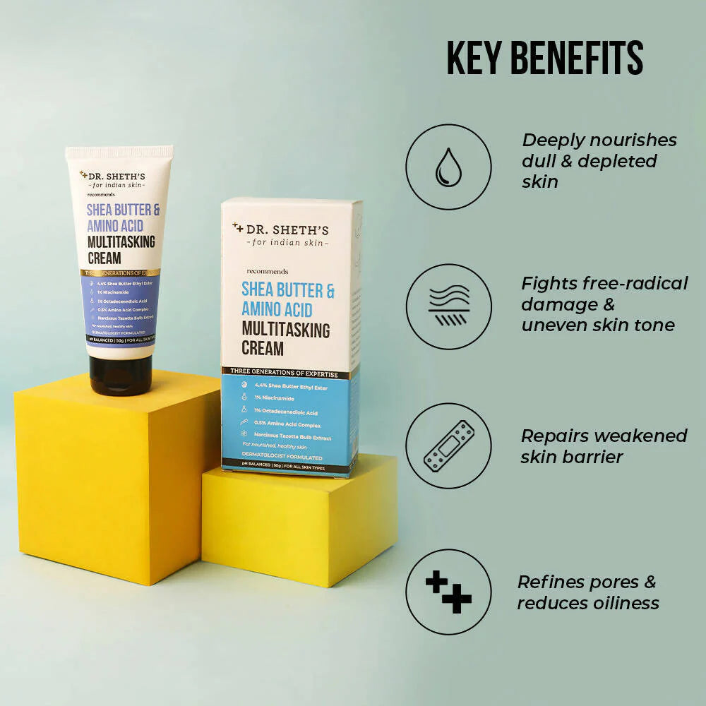 Dr. Sheth's Shea Butter Face Cream with 1% Niacinamide For Dryness, Damaged Skin, For All Skin Types