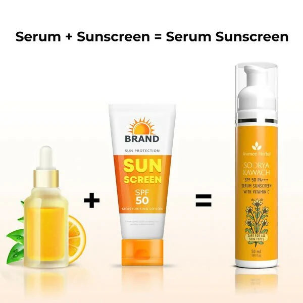 Avimee Herbal Soorya Kawach SPF 50 PA++++ Vitamin C Serum Sunscreen - 50 ml