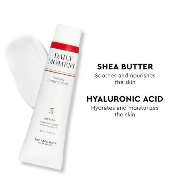 The Face Shop Non-Greasy Vegan Hand Cream - Midnight Street With Hyaluronic Acid - 30 ml