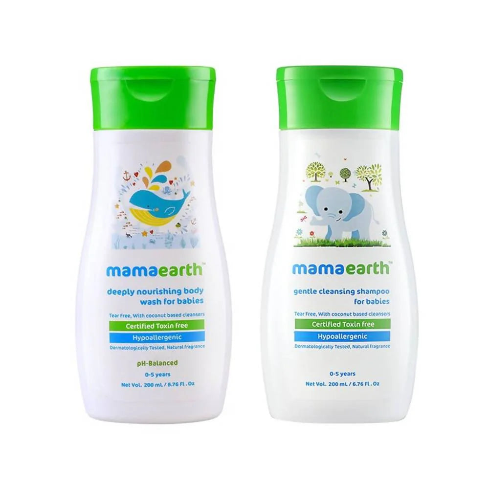 Mamaearth Deeply Nourishing Body Wash And Gentle Cleansing Shampoo For Babies