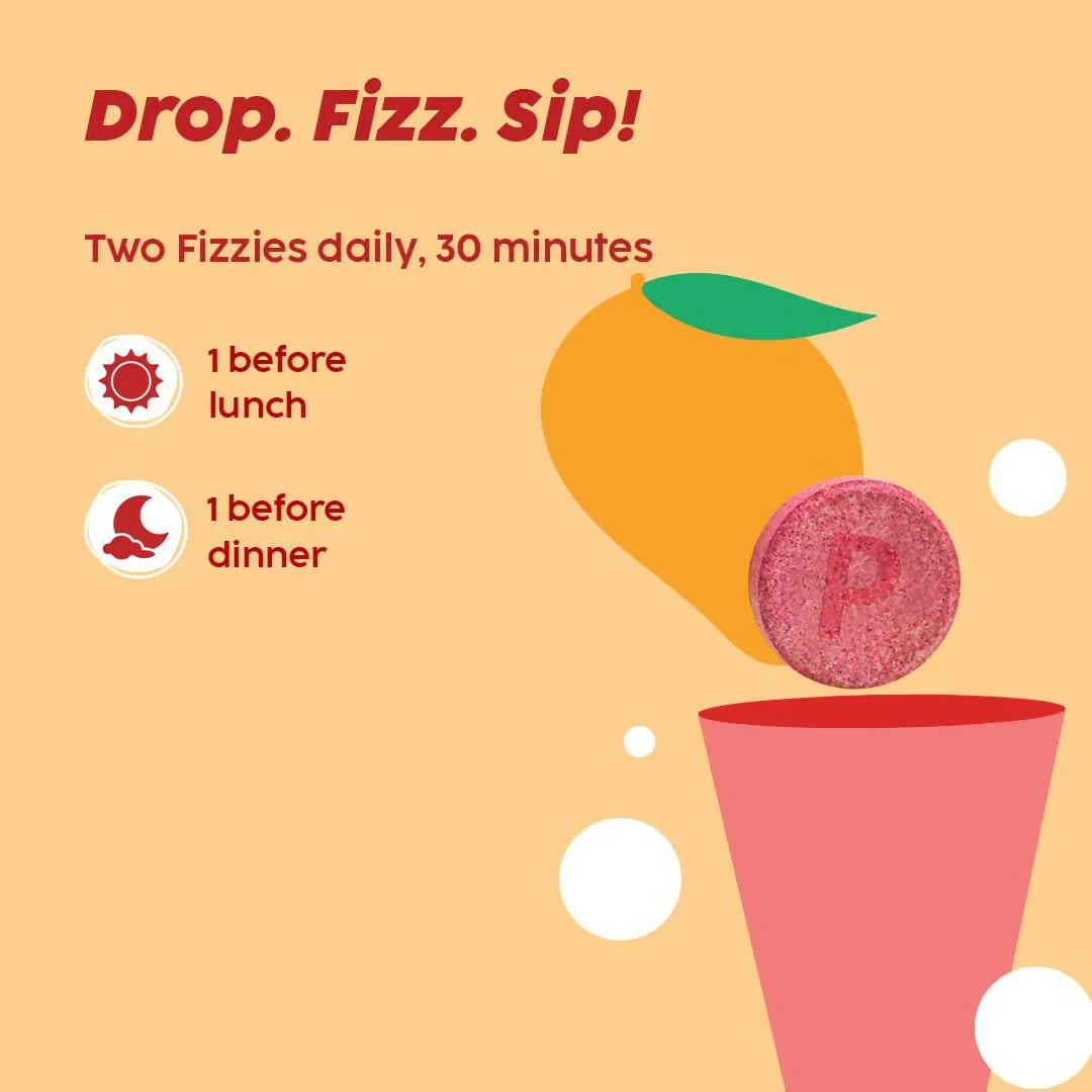 PLIX The Plant Fix Apple Cider Vinegar Effervescent Tablets with Mother - Mango -15 tabs - Pack of 1