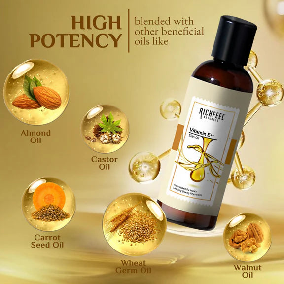 Richfeel Vitamin E Oil Almond, Wheatgerm Walnut & Carrot Blend - 80 ml