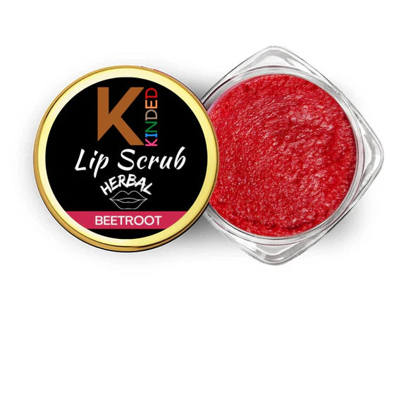 KINDED Lip Sugar Scrub Herbal Exfoliator - Beetroot - 10 gm