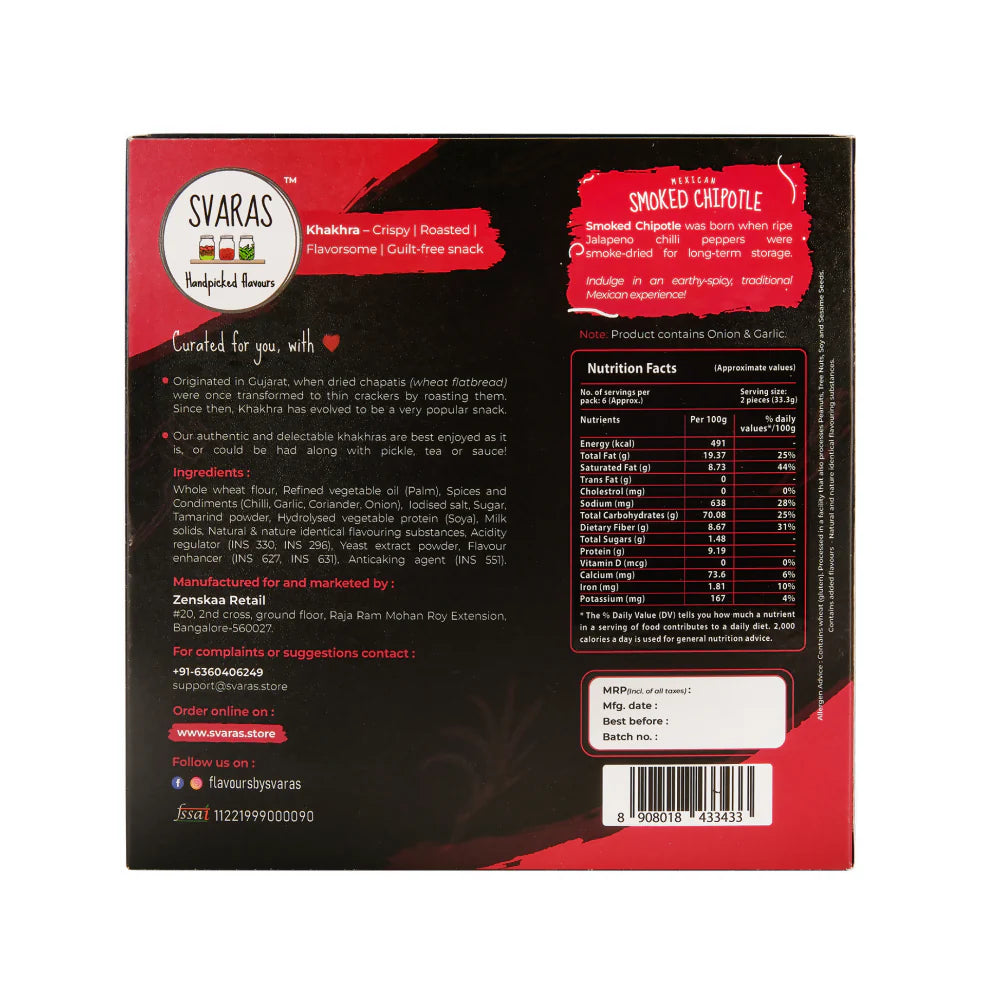 Svaras Mexican Smoked Chipotle Khakhra