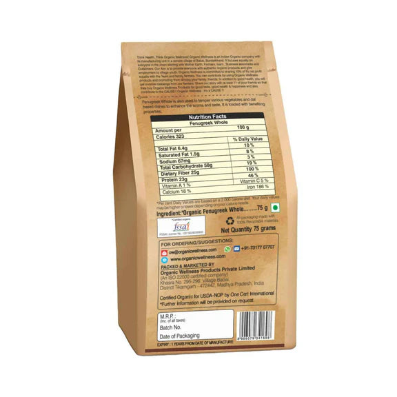 Organic Wellness Fenugreek Whole - 75 gm