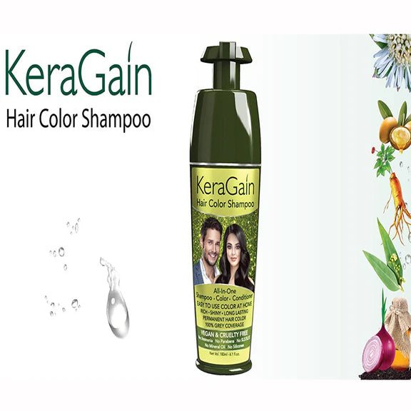KeraGain Hair Color Shampoo (Black) - 180 ml