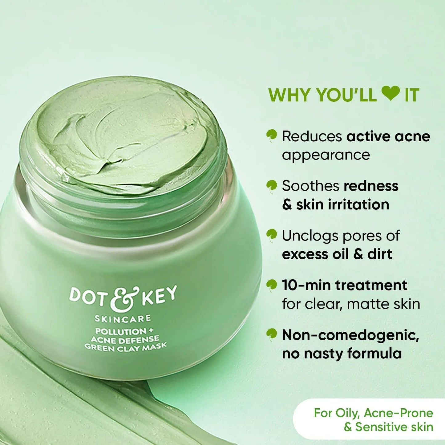 Dot & Key Pollution + Acne Defense Green Clay Face Mask - 85 gm