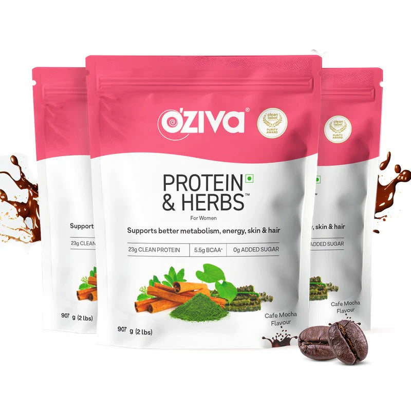 OZiva Protein & Herbs for Women - Protein Powder to Reduce Body Fat, Manage Weight & Metabolism, No Added Sugar -Chocolate flavour