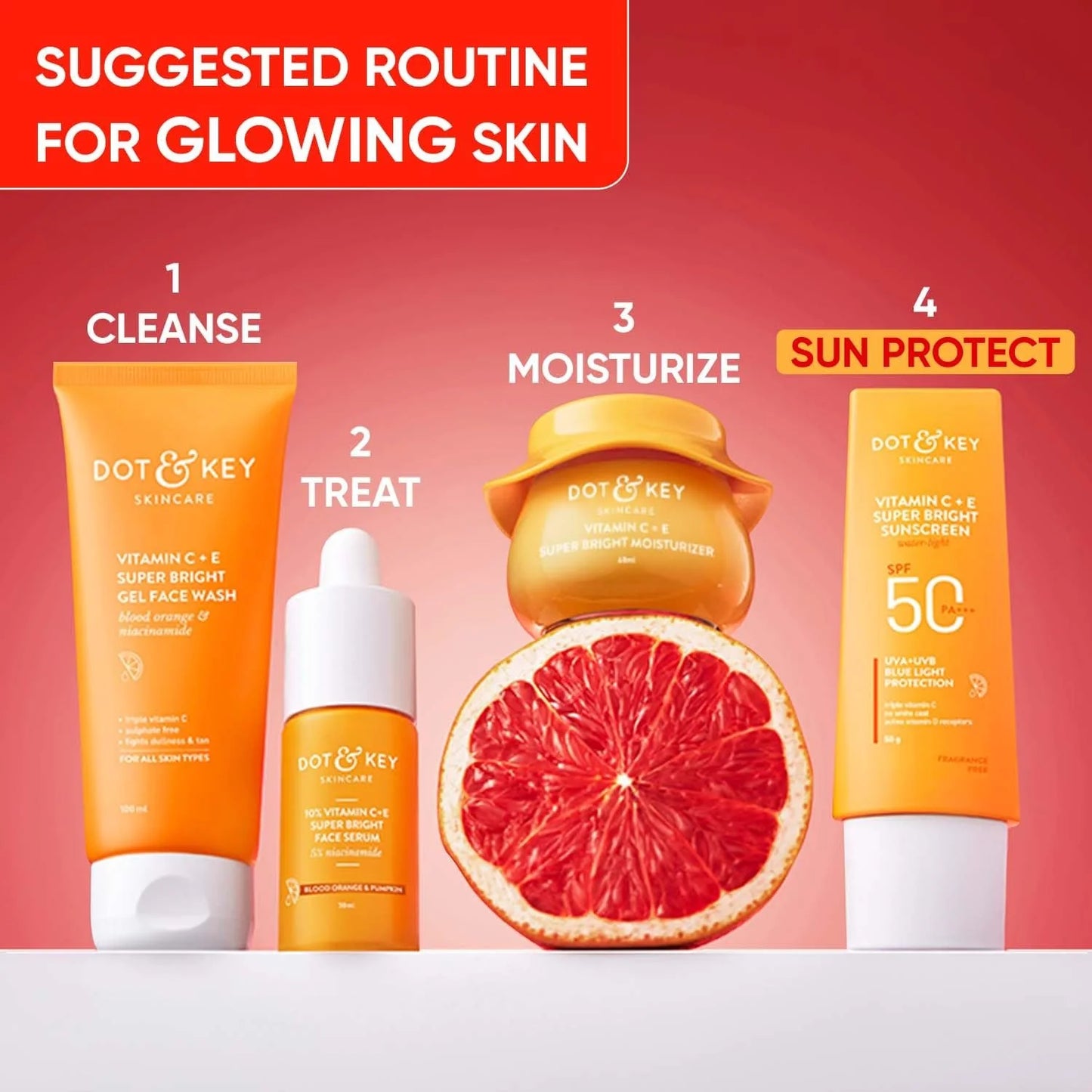 Dot & Key Vitamin C + E Face Sunscreen SPF 50 PA+++ For Glowing Skin, 100% No White Cast - 50 gm