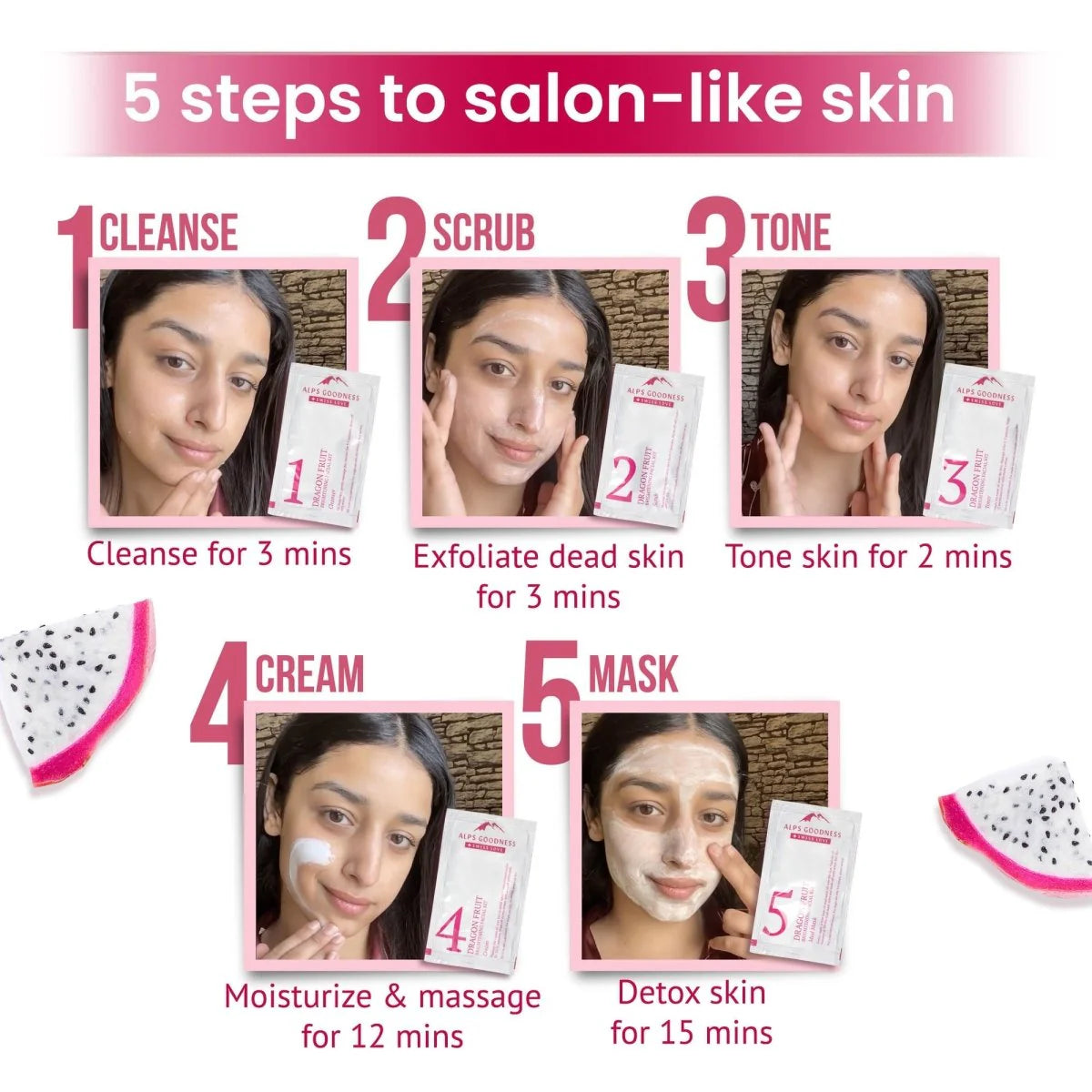 Alps Goodness Dragon Fruit Brightening Facial Kit -kit
