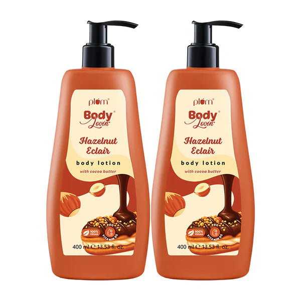 Plum BodyLovin’ Hazelnut Eclair Body Lotion With Cocoa Butter & Vitamin B5 - 400 ml - Pack of 2