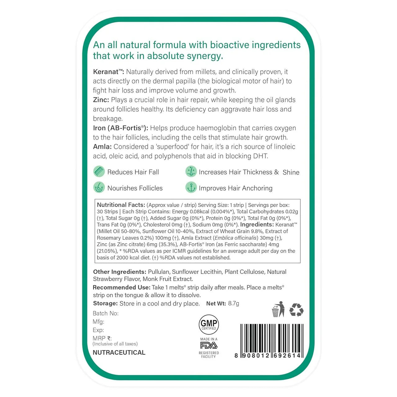 Wellbeing Nutrition Melts Healthy Hair & Hair Fall Control Strips Combo