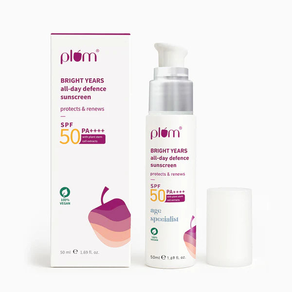 Plum Bright Years All-Day Defence SPF 50 PA++++ Sunscreen For Oily, Normal & Dry Skin - 50 ml