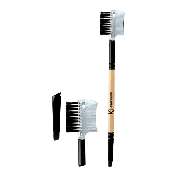 KINDED Professional Natural Wooden Handle 2 in 1 Eye Grooming Angular Makeup Brush - 20 gm