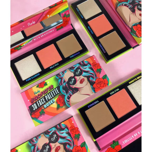 Rude Cosmetics Nofilter 3d Face Palette - Roses - 10.5 gm