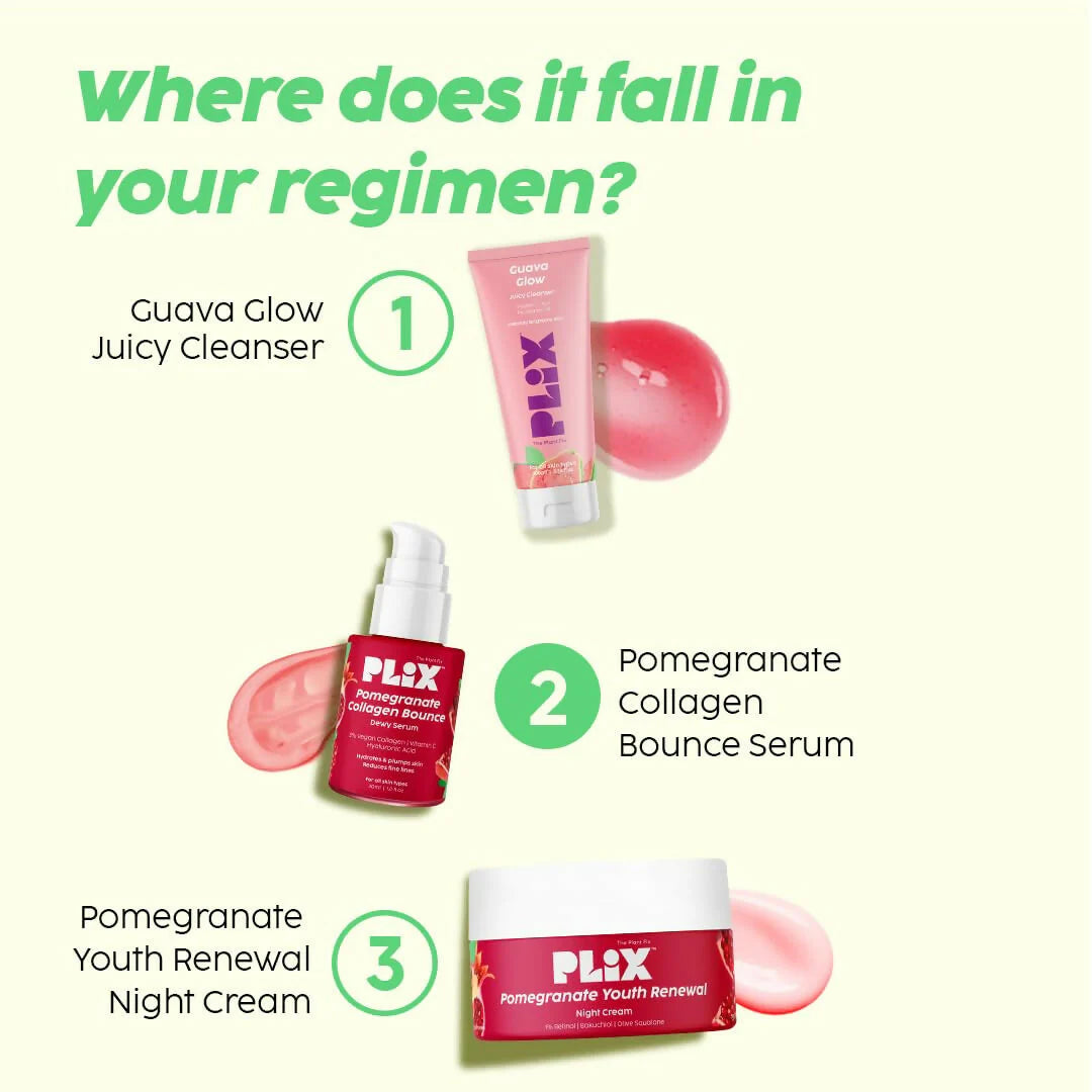 PLIX The Plant Fix Pomegranate Collagen Bounce Serum - For Reducing Fine Lines & Wrinkles