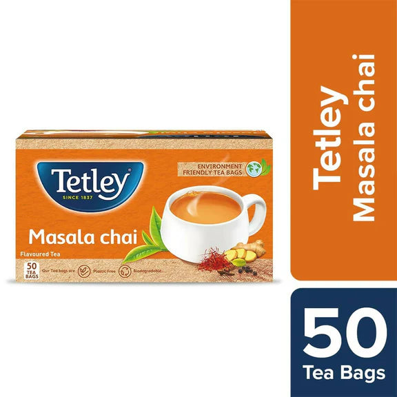 Tetley Masala Chai With Natural Flavour Black Tea Bags - 50 Tea Bags