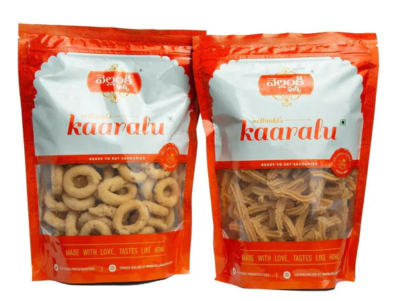 Vellanki Foods Andhra Snacks Combo - Muruku (500 gm), Chegodi (500 gm) - combo