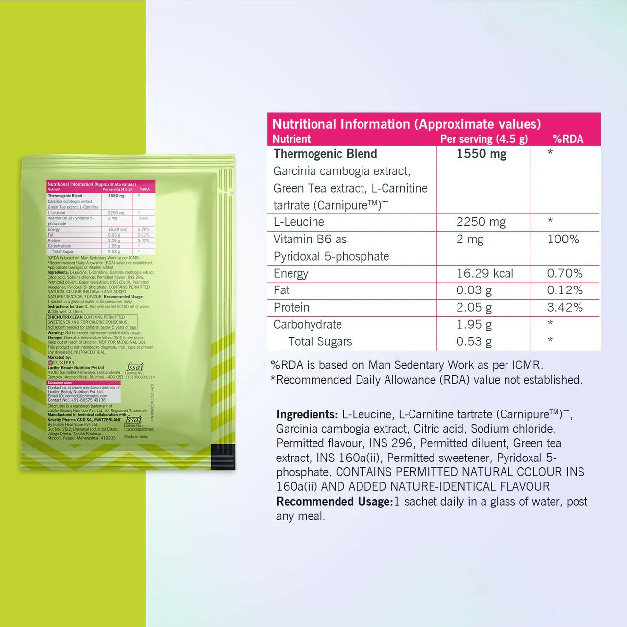 Chicnutrix Korean Lean Weight Management Fat Burner Sachets