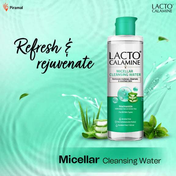 Lacto Calamine Micellar Cleansing Water,Removes Makeup & Clears Skin - 100 ml