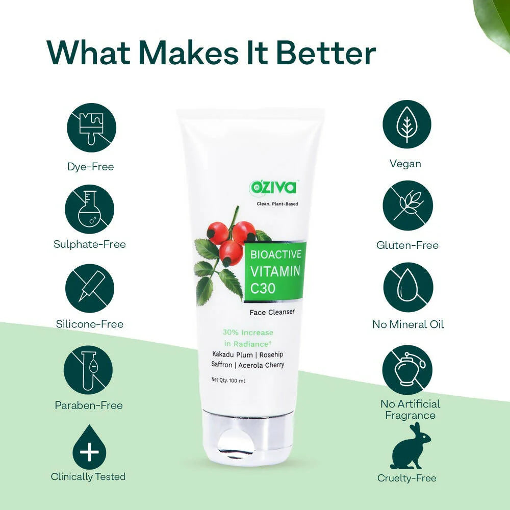 OZiva Bioactive Vitamin C30 Face Cleanser -