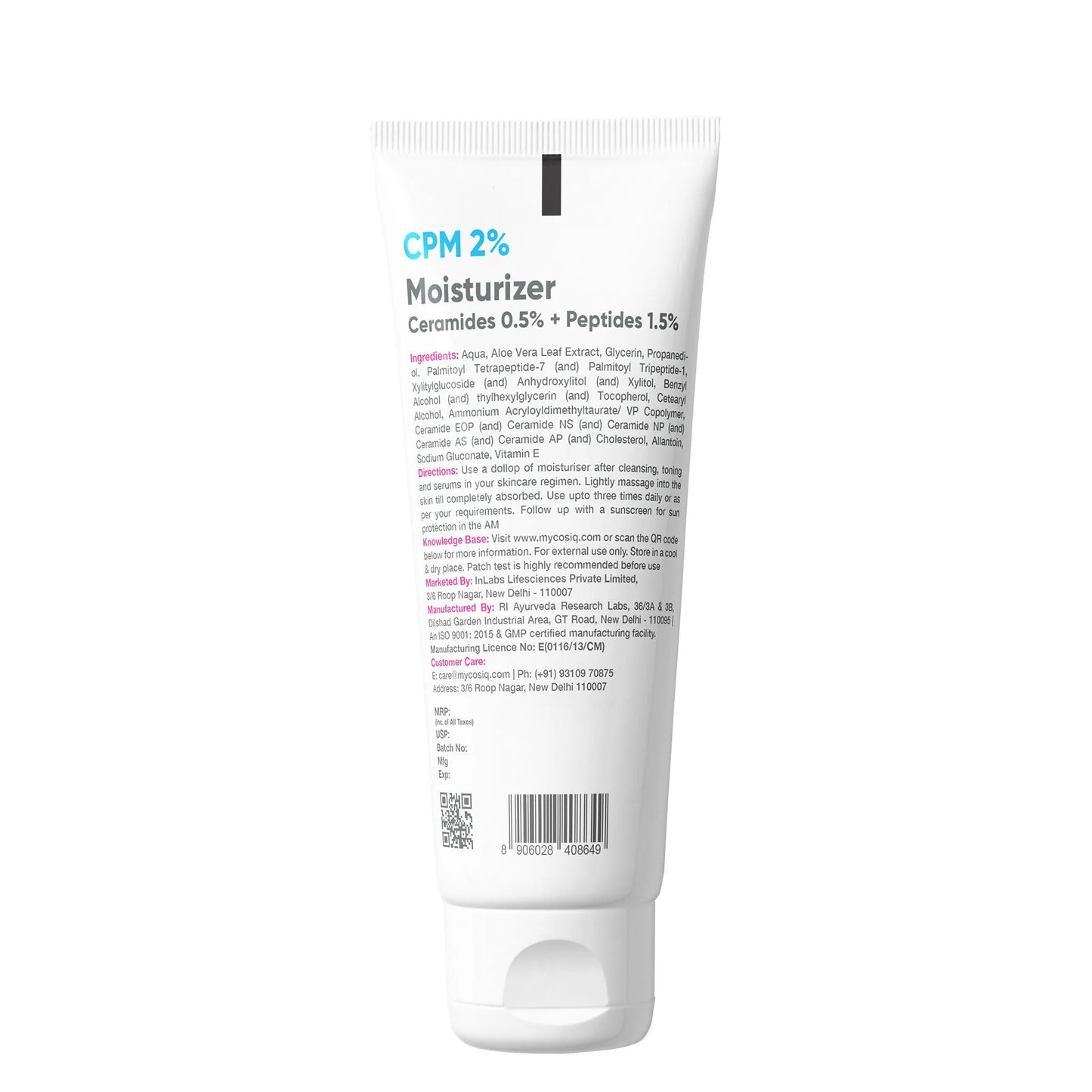 Cos-IQ CPM 2% Ceramides & Peptides Moisturizer - 100 ml
