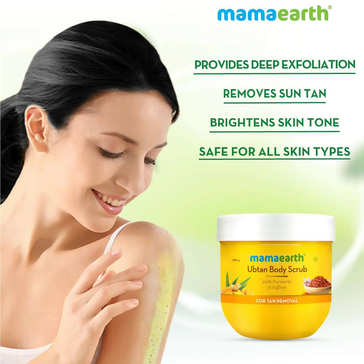 Mamaearth Ubtan Face Mask & Body Scrub with Turmeric & Saffron Combo For Tan Removal -combo