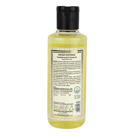 Khadi Natural Sandal & Turmeric Herbal Body Wash - 210 ml