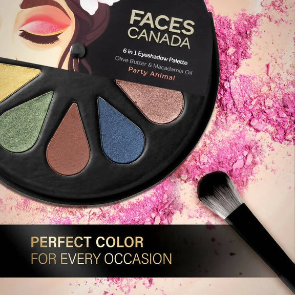 Faces Canada 6 In 1 Eyeshadow Palette - Party Animal - 6 gm