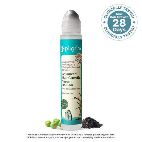 Pilgrim 3% Redensyl, 4% Anagain & 5% Capilia Stem Cell Complex Advanced Hair Growth Serum Roll-On - 25 ml