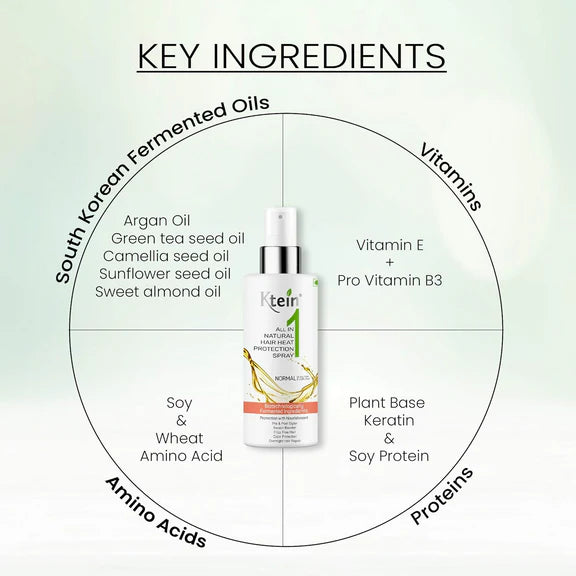 Ktein All in 1 Natural Hair Heat Protection Spray with Fermented Argan Oil - 100 ml
