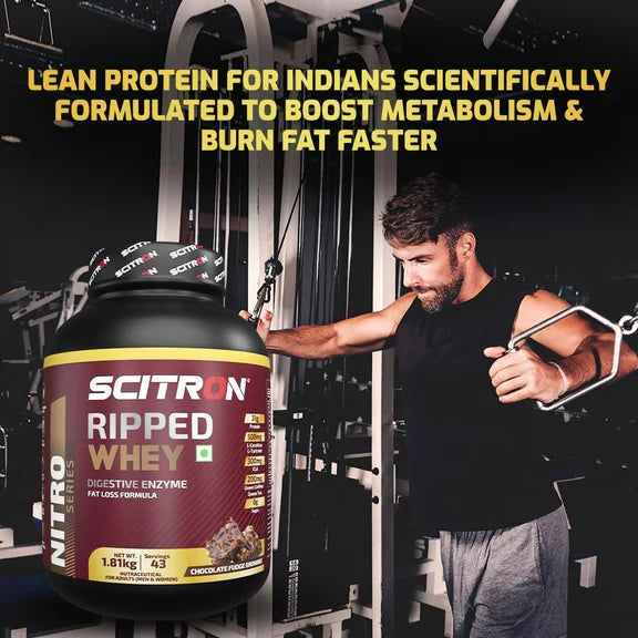 Scitron Ripped Whey Protein Powder Flavor Chocolate Fudge Brownie - 1.81 kg
