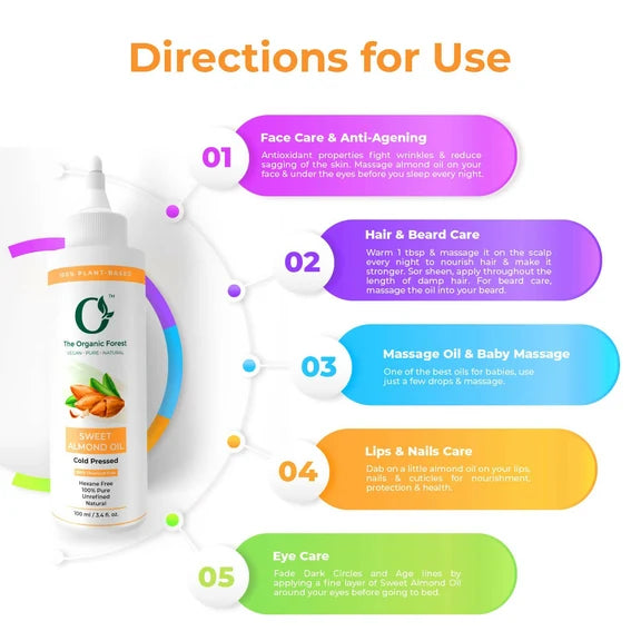 The Organic Forest Sweet Almond Oil For Skin, Face, Hair - 100 ml