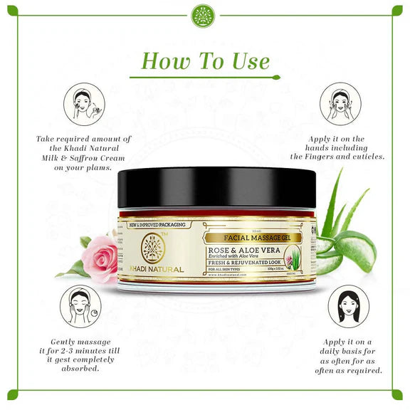 Khadi Natural Rose & Aloe Vera Facial Massage Gel - 100 gm