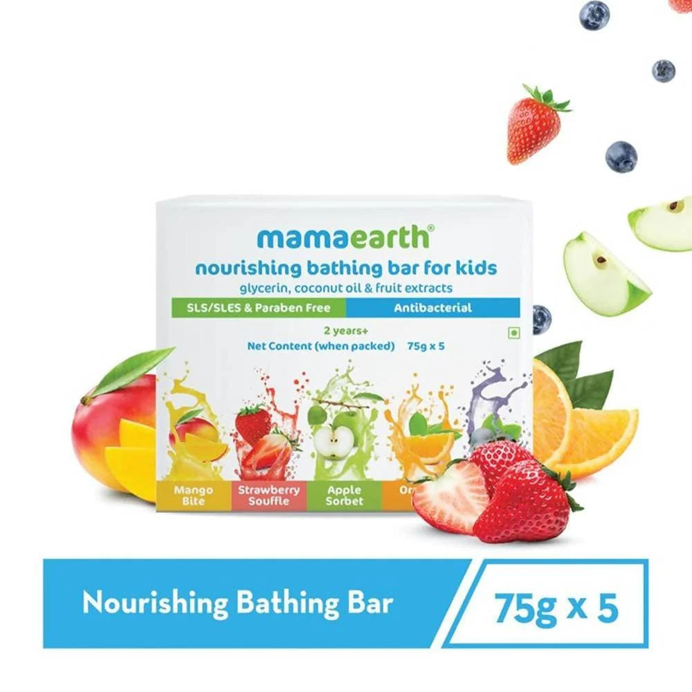 Mamaearth Nourishing Baby Bathing Bar Soap For Gently Cleanses, Retains Moisture, Fruity Essence -75 gm (set of 5)