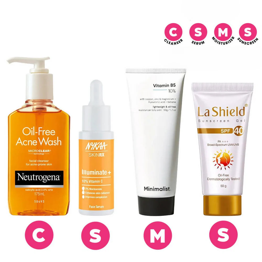Dista CSMS (Cleanser, Serum, Moisturizer, Sunscreen) Combo For Oily Skin