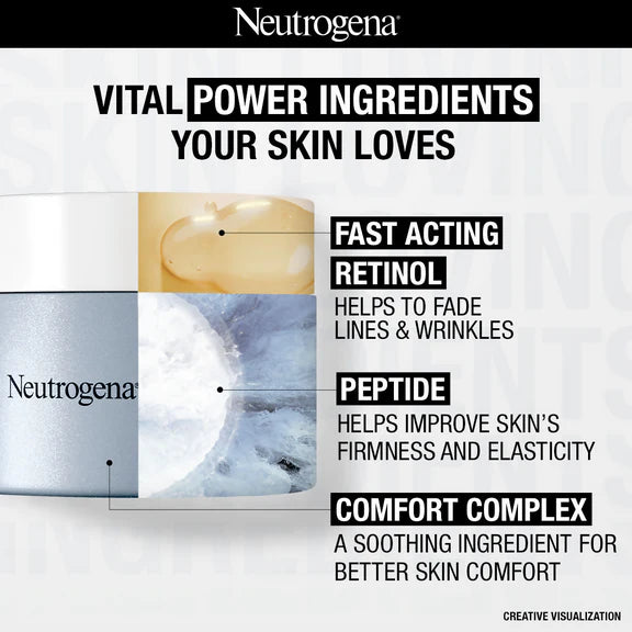 Neutrogena Visible Repair Regenerating Cream with Retinol + Peptide For Anti-Ageing, Wrinkles & Fine Lines - 50 gm