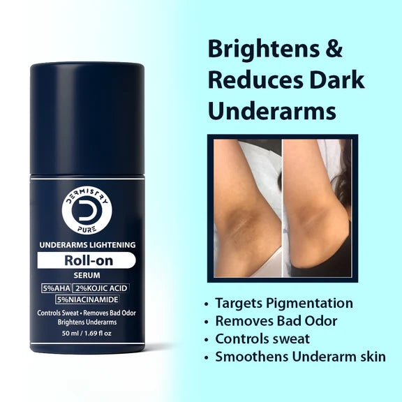 Dermistry Intimate Lightening Brightening & Underarm Deodorant Roll On Serum For Dark Spots Pigmentation - combo