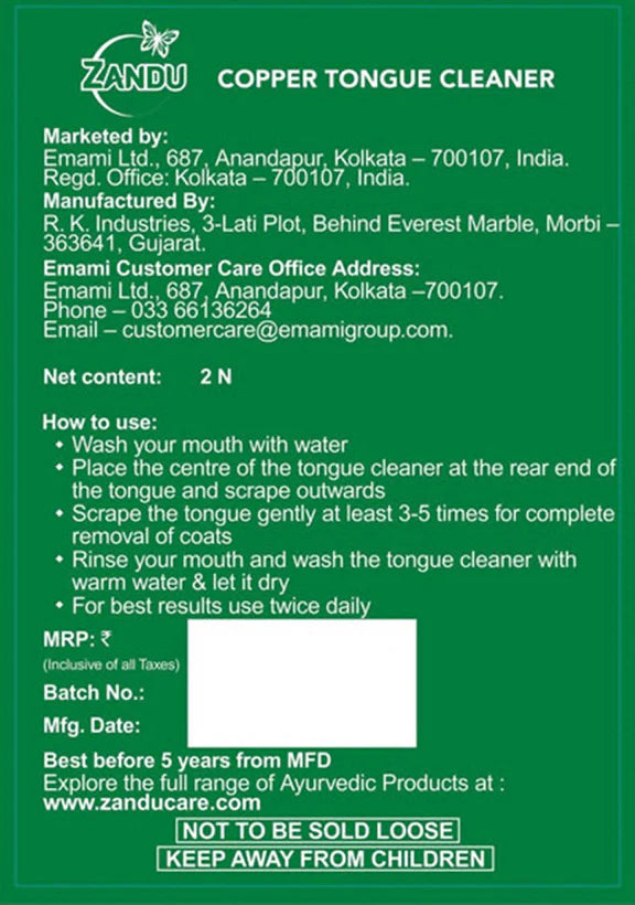 Zandu Copper Tongue Cleaner - Pack of 2
