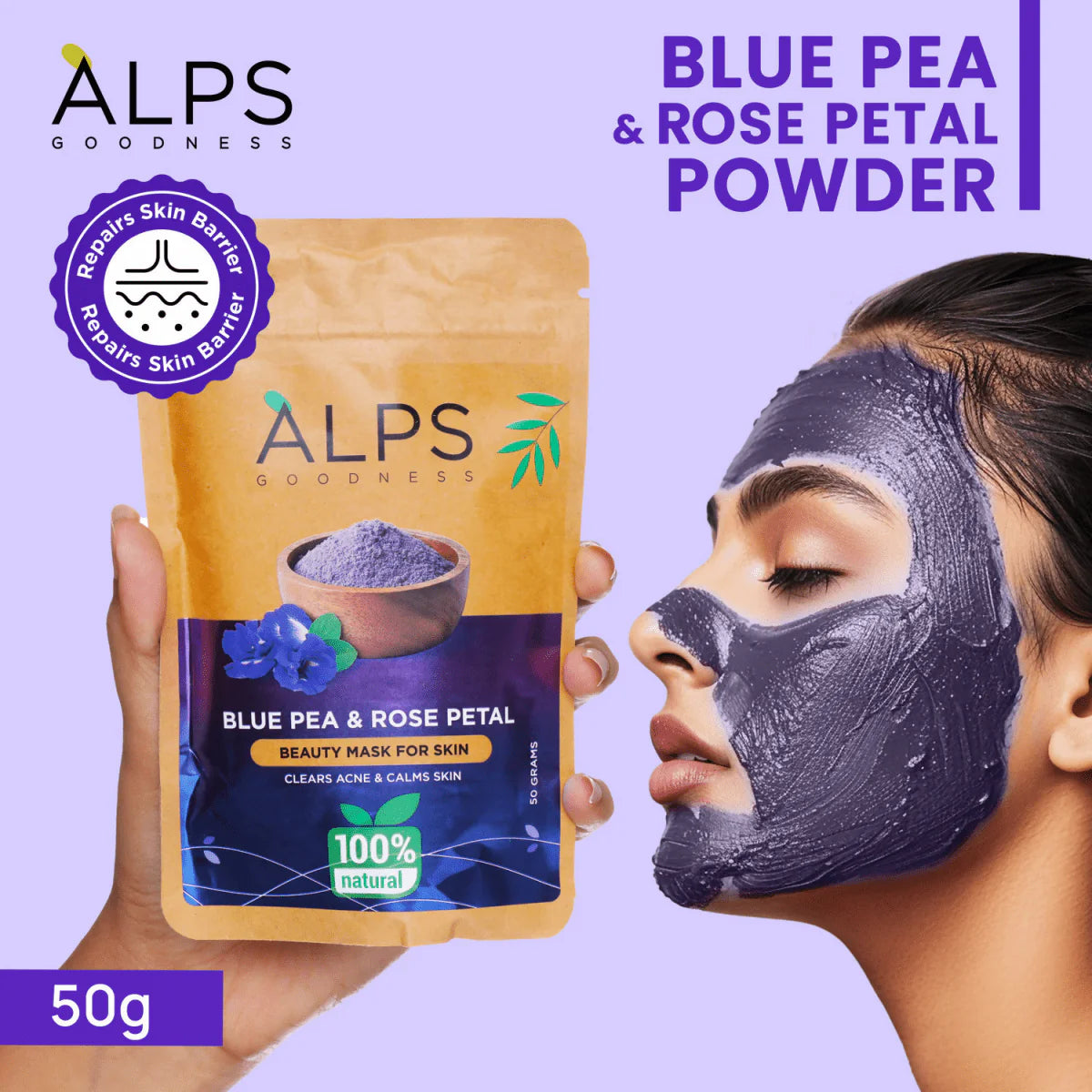 Alps Goodness 100% Natural Blue Pea & Rose Petal Beauty Mask For Skin