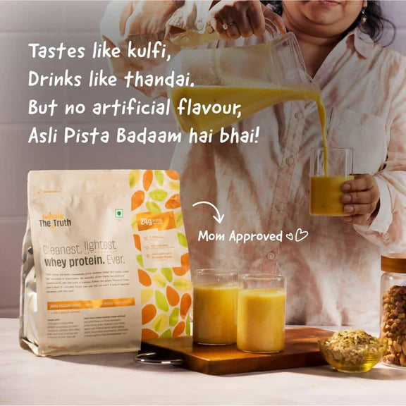 The Whole Truth Whey Protein Isolate+Concentrate - Pista Badaam Shake - 1 kg