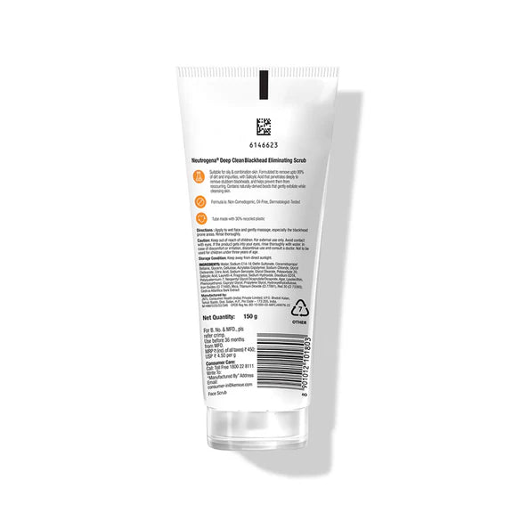 Neutrogena Deep Clean Blackhead Eliminating Face Scrub & Exfoliator with Salicylic Acid - 100 gm