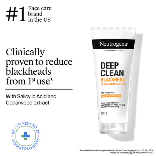 Neutrogena Deep Clean Blackhead Eliminating Face Scrub & Exfoliator with Salicylic Acid - 100 gm