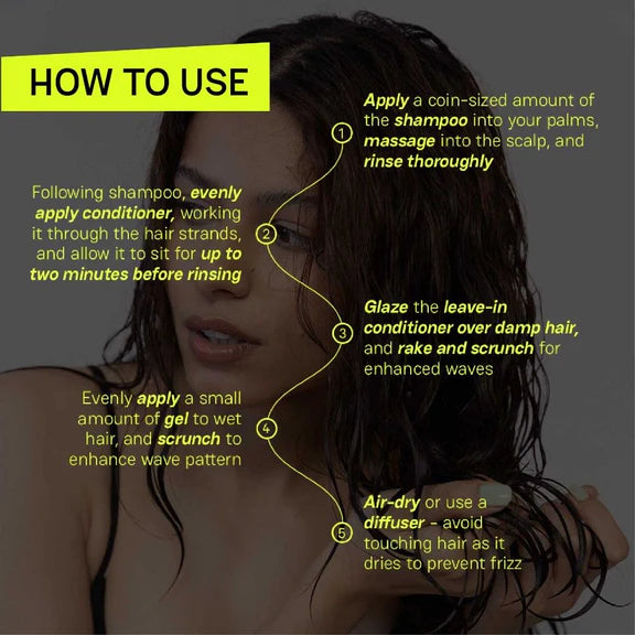Moxie Beauty Wavy Travel Routine - Shampoo, Conditioner, Leave-In Conditioner & Styling Serum Gel - combo