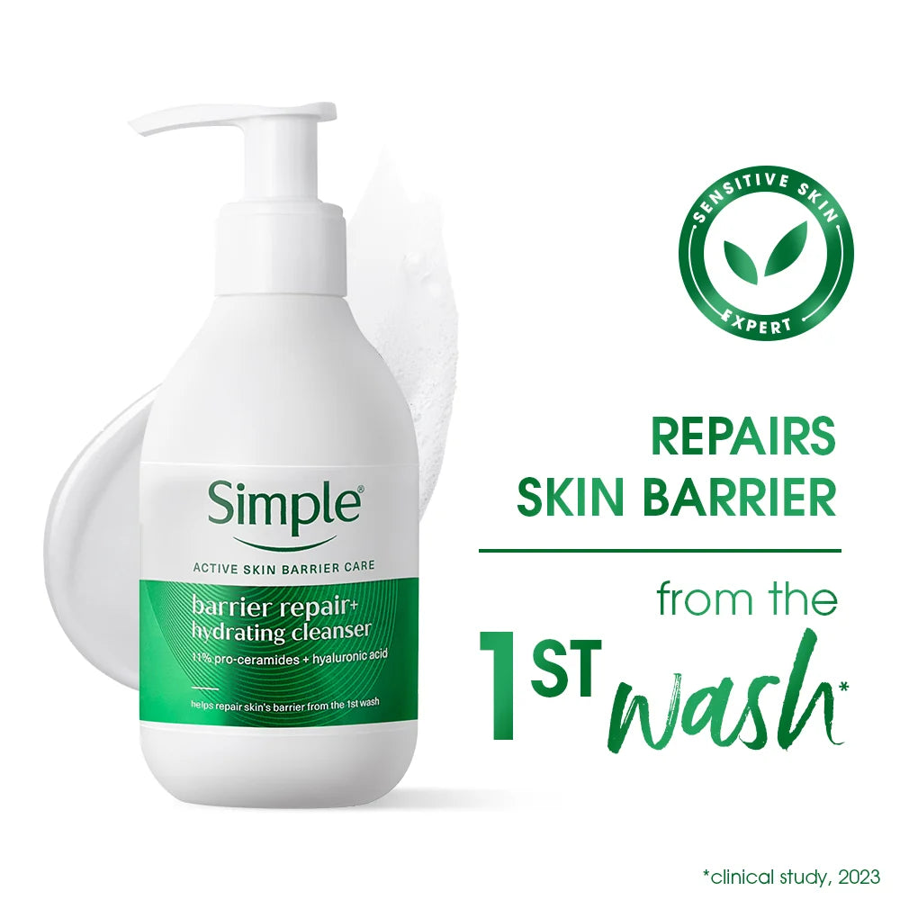 Simple Repair+ Active Barrier Repair Hydrating Cleanser, 150ml