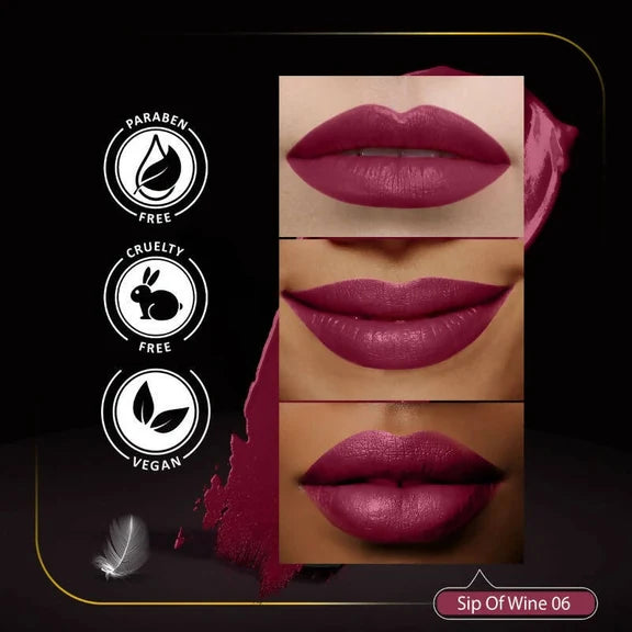 Faces Canada Comfy Matte Creme Lipstick - Sip Of Wine 06 - 4.2 gm