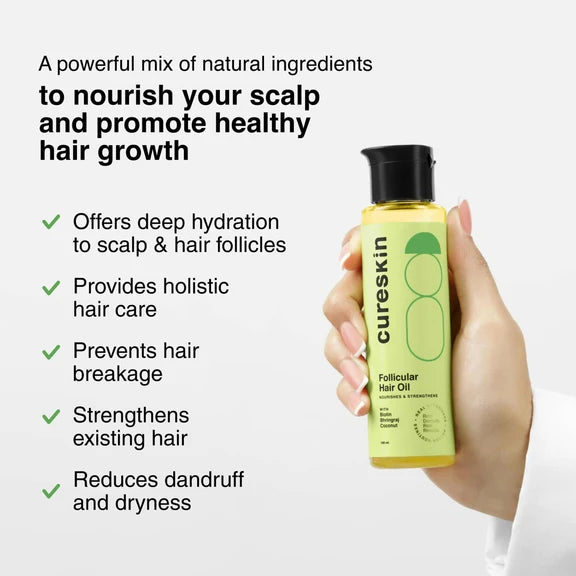 Cureskin Follicular Hair Oil - Nourishes & Strengthens with Biotin, Bhringraj and Coconut Hair Oil - 100 ml